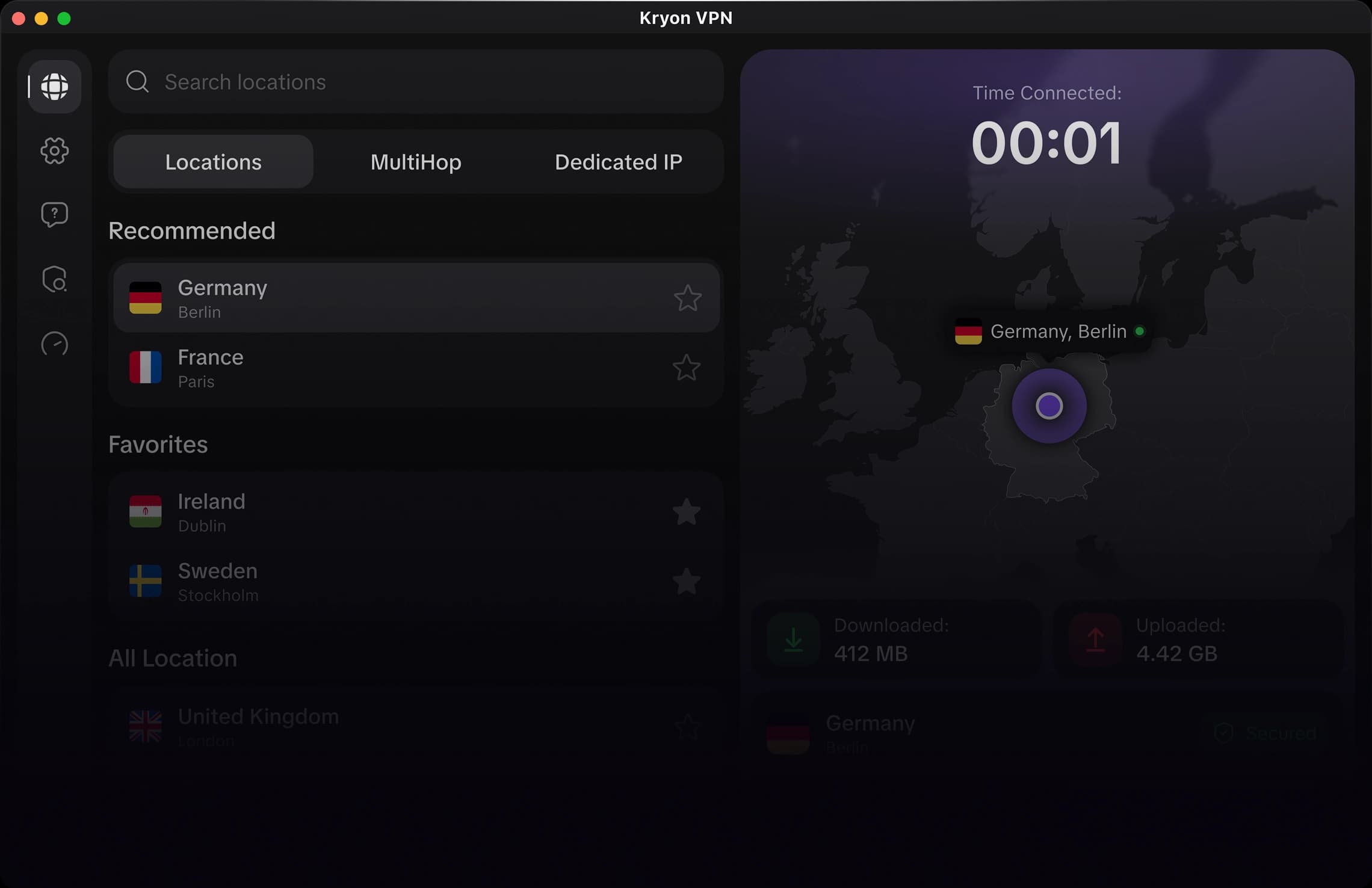 Kryon VPN app screenshot